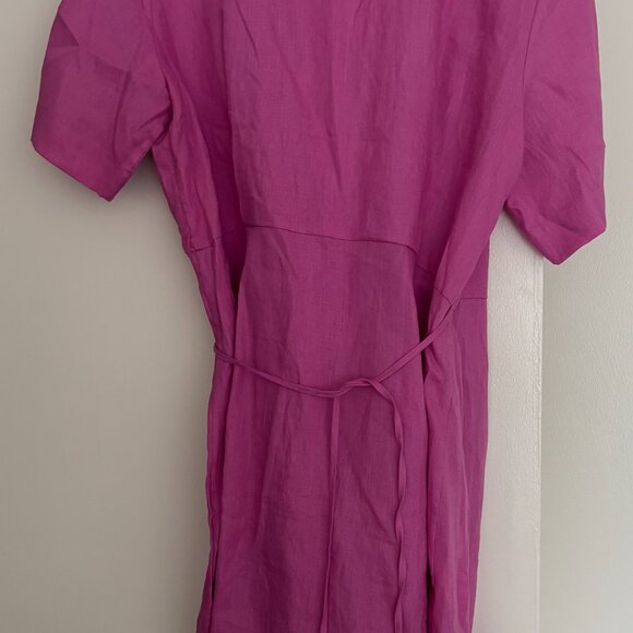 NWT & Other Stories Pink Linen Diagonal Wrap Dress (size 12) - Picture 5 of 6